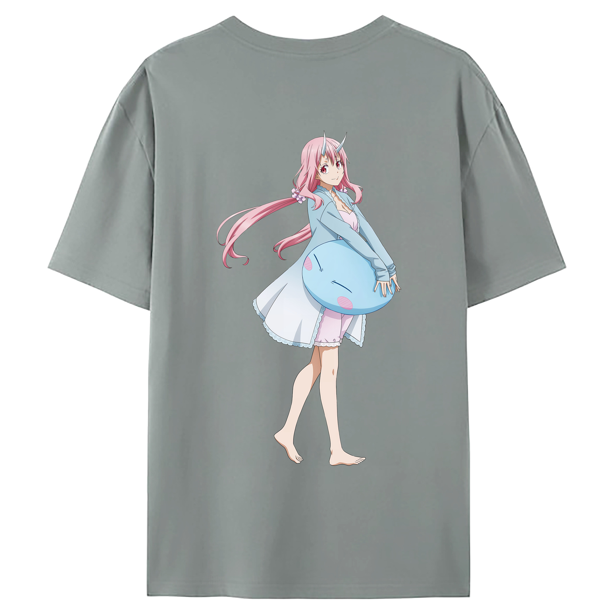 （画像用） 転スラ Regarding Reincarnated to Slime 綿100％ メンズ半袖Tシャツ（バックプリント） 通気性